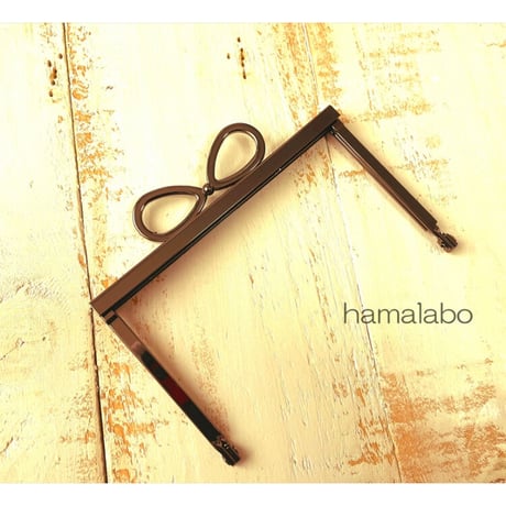 【HA-1797】12cm浮き足口金/(新リボン×ブラック)