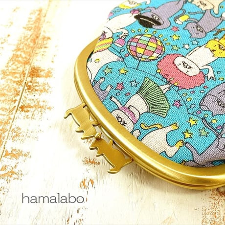 【HA-2027】ぽっちゃりネコ太の口金　10cm/くし型(ブラック)