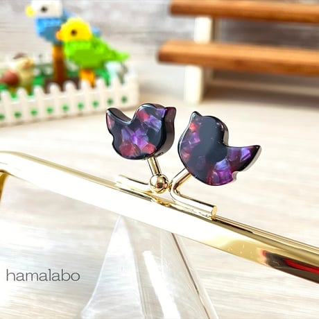 在庫調整で今だけ30％引き！【HA-b1121】12cm角型口金/コトリ型(鉱石模様)/ゴールド