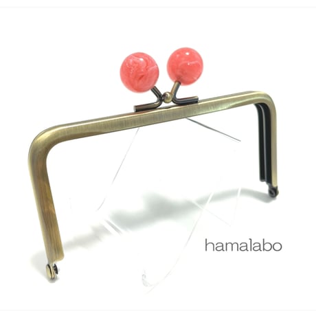 【HA-2415】12cm角型口金/インカローズ玉/アンティークゴールド