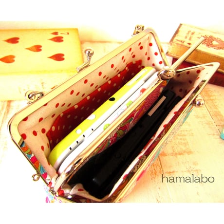 【KT-2030】仕切りがま口のシンプルポーチの型紙＆レシピ【19cm/三枚口用】