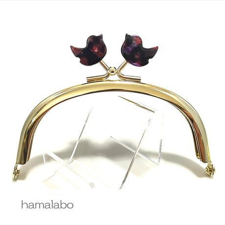 初回特価＆限定【HA-2536】レトロかわいい！10cmくし型口金/コトリ型(鉱石模様)/ゴールド