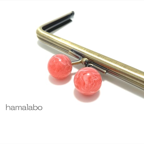 【HA-2415】12cm角型口金/インカローズ玉/アンティークゴールド