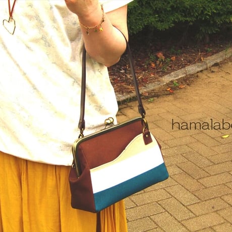 【HA-2349】24cm角型口金/(茶色どんぐり)/アンティークゴールド＋(プラス)