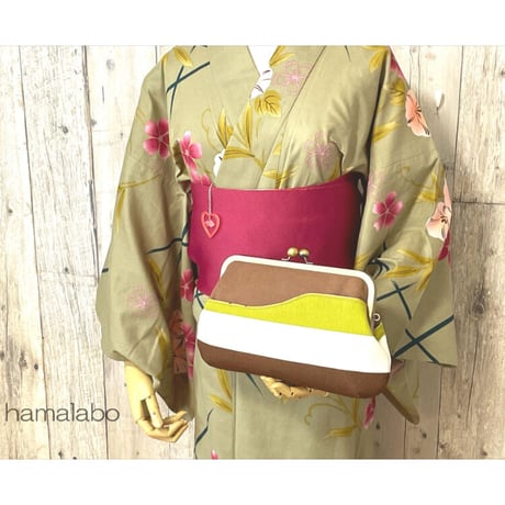 【KT-2110】がま口(ポケット)クラッチバッグ＆ショルダーバッグの型紙＆レシピ【24cm/角型用】