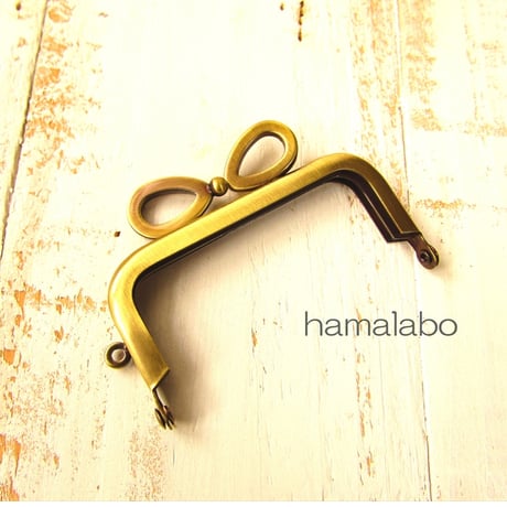 【HA-1903】7.5cm/角型口金(リボン×アンティークゴールド)