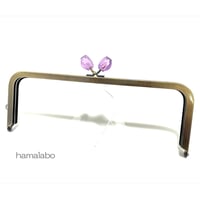 復活＆特価！【HA-2471】24cm角型口金/天然石風のストーン(パープル)