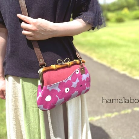 【KT-2110】がま口(ポケット)クラッチバッグ＆ショルダーバッグの型紙＆レシピ【24cm/角型用】