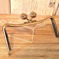 【HA-1447】12cmＭ字型(ネコ耳型)の口金（肉球×シルバー)