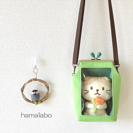 【HA-1210】<横ひねり>12cm/角型の口金(茶色の木オーバル×アンティーク)