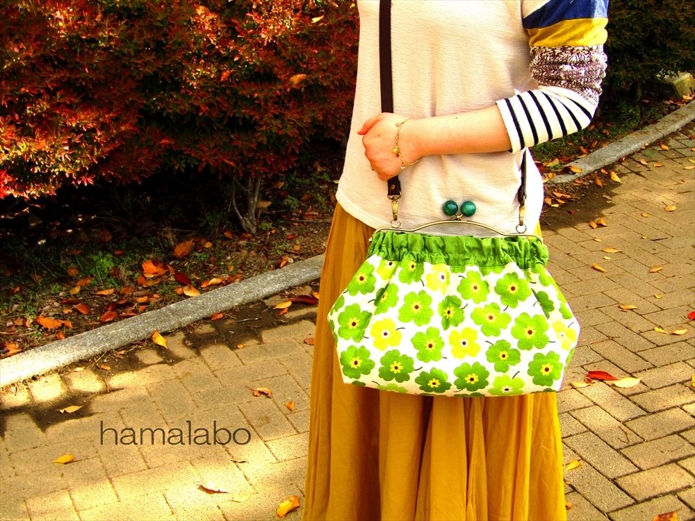 ベンリー口金布製バッグ2個セット ブルー ベンリーがま口「つたかずら