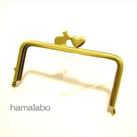 【HA-2074】ハートうさぎ(ウサラブ)の口金 12cm/角型(アンティークゴールド)