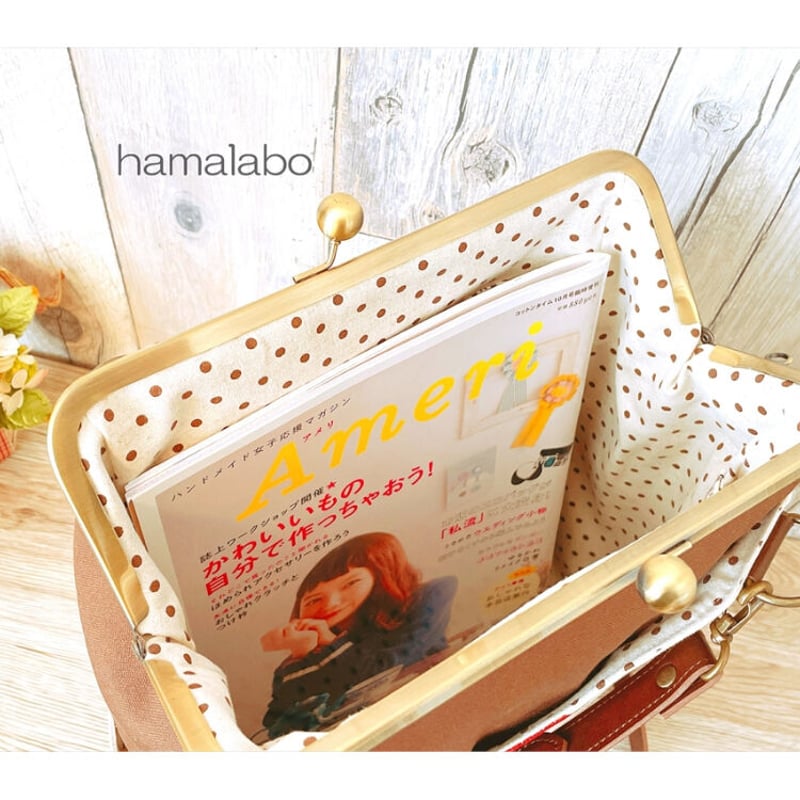 KT-2098】縦長版！A4が入る！がま口ポケットショルダーバッグの