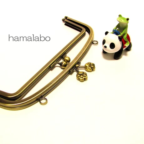【HA-809】親子口金 20.4cm(肉球×アンティーク)・カン付き