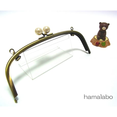【HA-1273】20.4cm/くし型(ホワイトパール玉×アンティークゴールド)・兼用カン付き