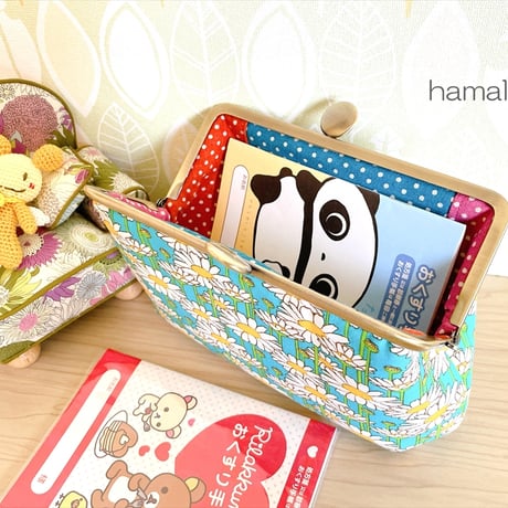 【KT-2136】シンプルで可愛い♪ぽってり型がま口ポーチの型紙＆レシピ【18cm/角型用】