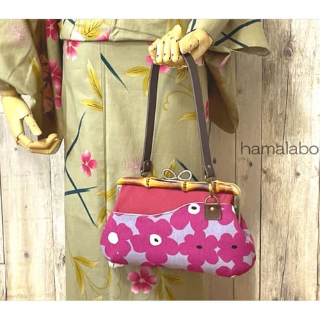 【KT-2110】がま口(ポケット)クラッチバッグ＆ショルダーバッグの型紙＆レシピ【24cm/角型用】