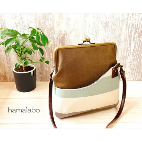 【KT-2094】ペッタンコ版！がま口ポケットショルダーバッグ(ミニ)の型紙＆レシピ【18cm/角型用】