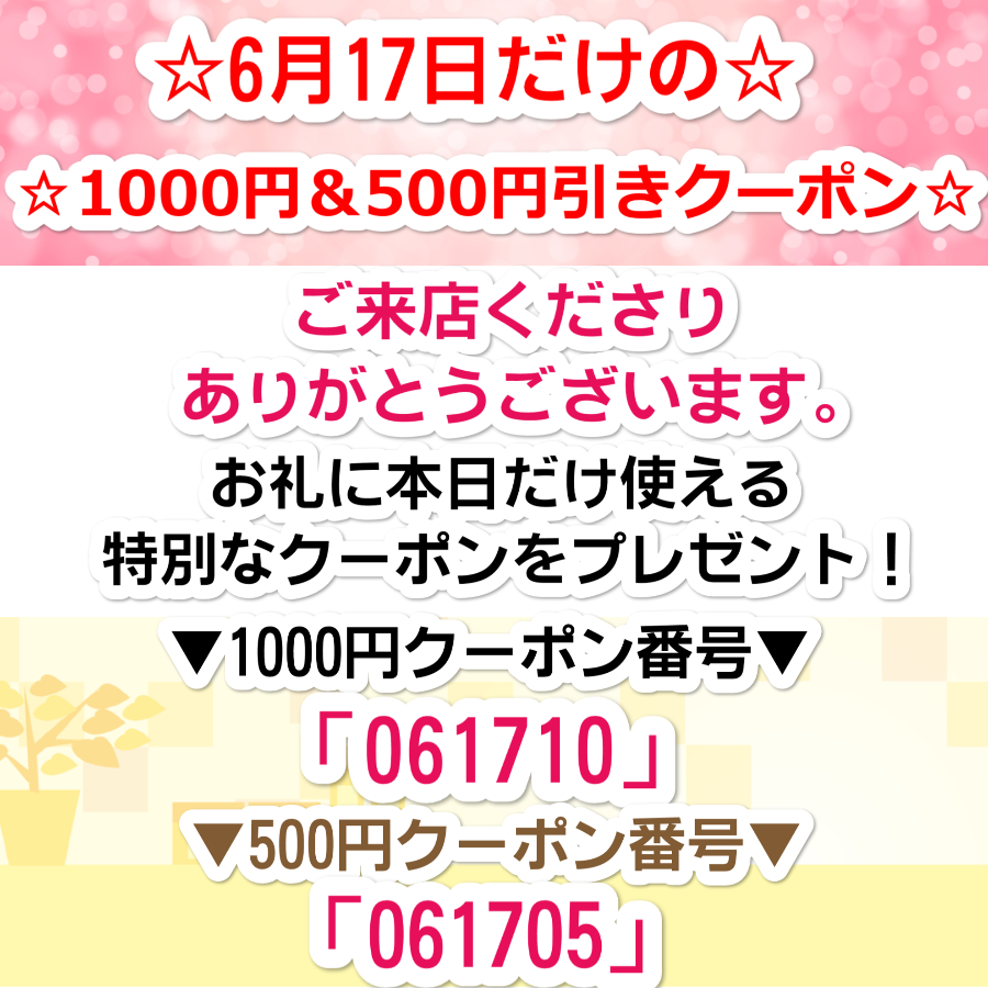 6月17日限定！特別クーポン！
