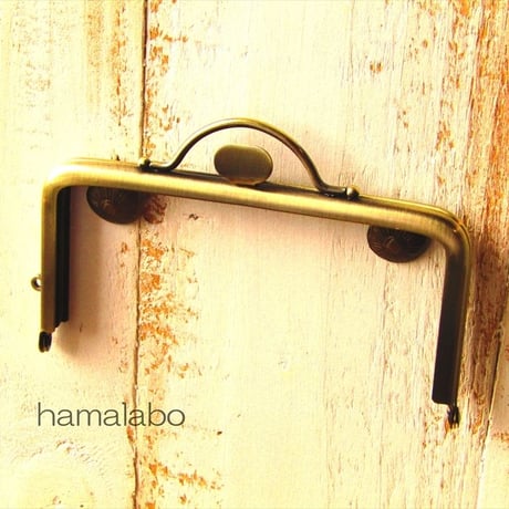 【HA-1573】持ち手付きの押し口金12cm/角型(アンティークゴールド)