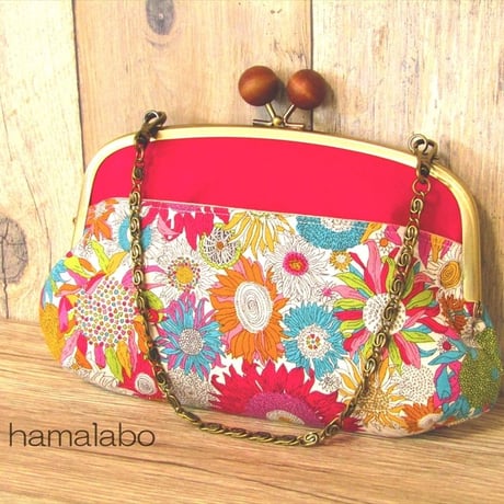 【HA-1805】親子口金 20.4cm(新リボン×ブラック)・カン付き