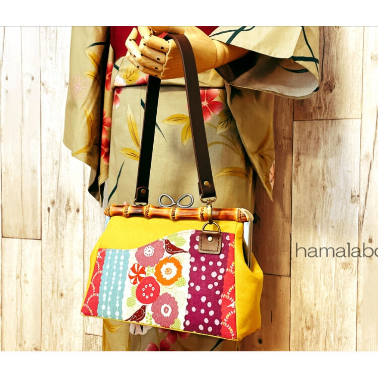 KT-2079】がま口コンパクトショルダーバッグの型紙＆レシピ【24cm/角型