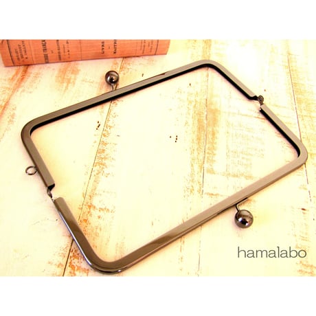 (販売休止)【HA-487】24cm大玉口金/角型/ブラック/＋(プラス)