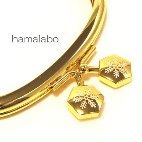 【HA-1468】10cmくし型の口金(六花-雪の結晶×ゴールド)