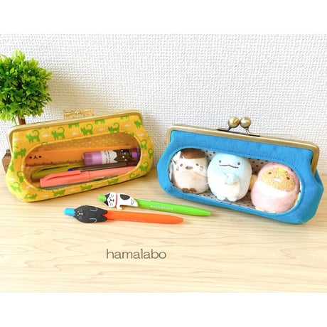 ハンドメイド　がま口ポーチ　メガネケース　御注文品専用　(12-7) 楽天市場】【受注生産品】がま口メガネBOX【帆布・唐草 水玉