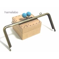 【HA-1215】18cm/角型(ブルー玉×アンティークゴールド)・カン付き