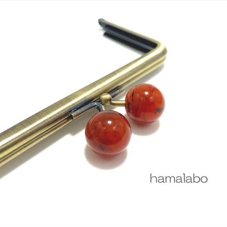 【HA-2406】12cm角型口金/べっ甲玉/アンティークゴールド