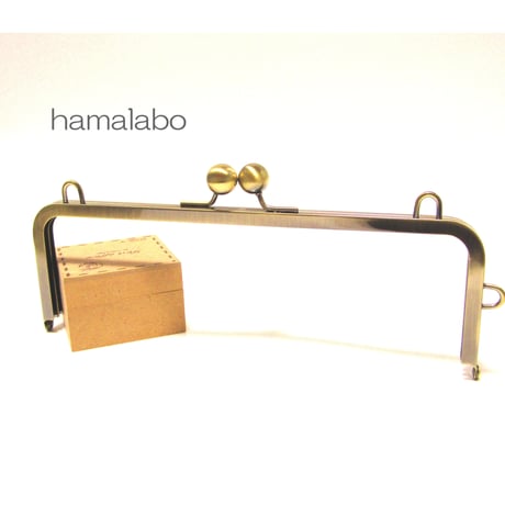 【HA-106】27cm大玉口金/角型アンティークゴールド/カン付き＋(プラス)