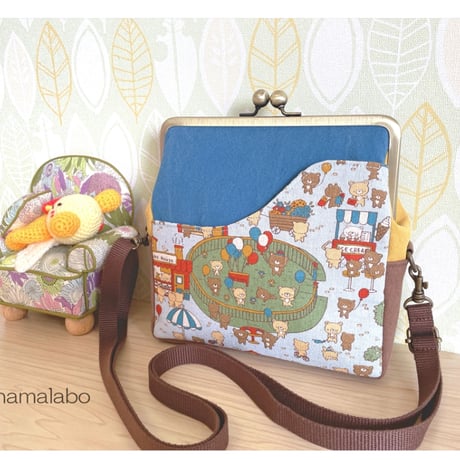 【KT-2138-SET】スマート版！がま口ポケットショルダーバッグ(ショートサイズの型紙付き)の型紙＆レシピ【18cm/角型用】