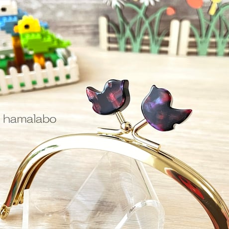 初回特価＆限定【HA-2536】レトロかわいい！10cmくし型口金/コトリ型(鉱石模様)/ゴールド