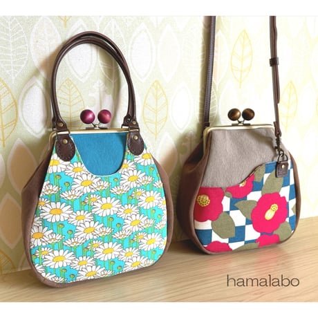 【HA-182】幸せの四つ葉のクローバー口金(12cm角型カン付き-グリーン×レッド-)