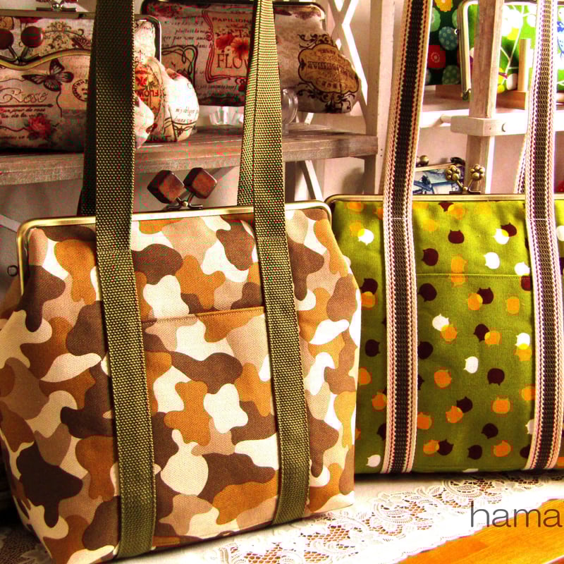 廃盤予定)【KT-2023】がま口トートバッグ(持ち手付き)の型紙＆レシピ