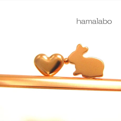 【HA-2075】ハートうさぎ(ウサラブ)の口金 12cm/角型(ソフトピンク)
