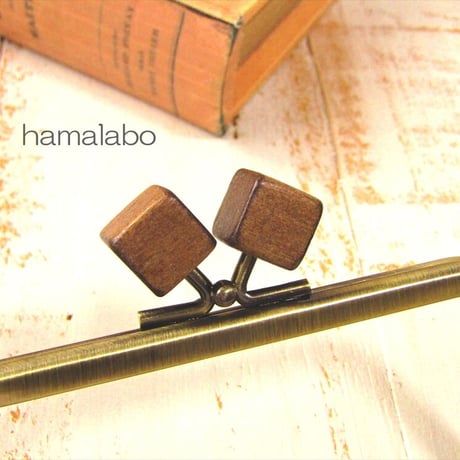 【HA-2014】12cm/角型(茶色の木キューブ×アンティーク)