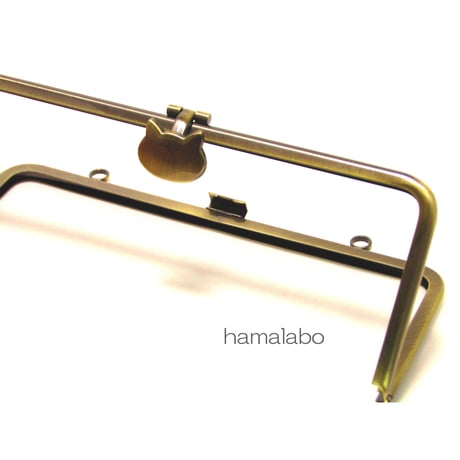 【HA-1587】オコシ式口金18cm/角型(ネコ×ブラック)カン付き