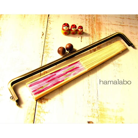 【HA-1648】25.5cm/角型(茶色の木玉×アンティークゴールド)-扇子入れ用-