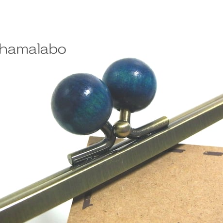 【HA-1399】16.5cm木玉/角型(紺色の木玉×アンティークゴールド)