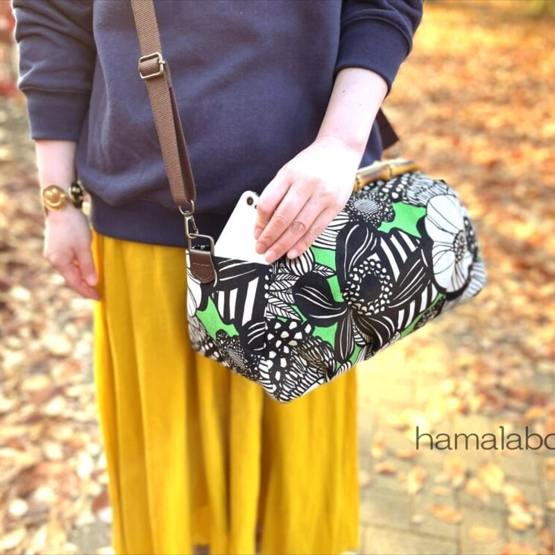 KT-2113】<特大サイズ>タック入りがま口バッグの型紙＆レシピ【27cm/角