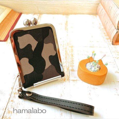 限定販売！【HA-2104】碁石口金 7.5cm角型/足長タイプ (シルバーサティーナ)