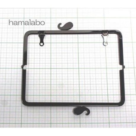 【HA-307】ヒゲ口金/18cm角型(ブラック)・兼用カン付き