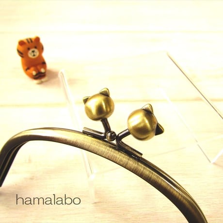 【HA-1875】12.5cmくし型(足長)/(ネコ玉×アンティークゴールド)