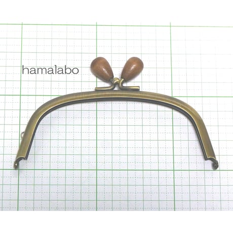 【HA-1413】12.5cm/くし型(茶色の木オーバル×アンティークゴールド)