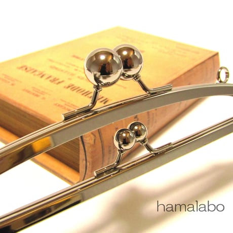 【HA-812】親子口金 20.4cm(大玉×シルバー)・カン付き