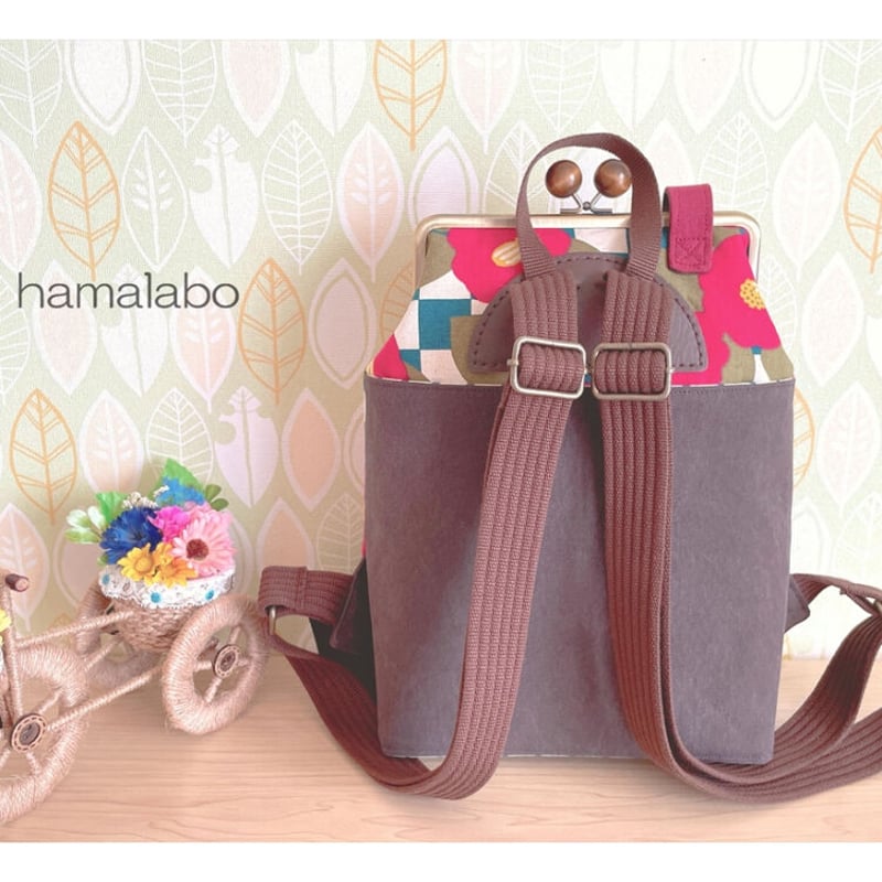 KT-2123】がま口ミニリュックの型紙＆レシピ【18cm/角型用