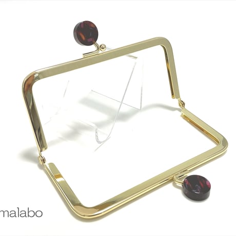 【HA-2440】12cm角型口金/おはじき型(鉱石模様)/ゴールド