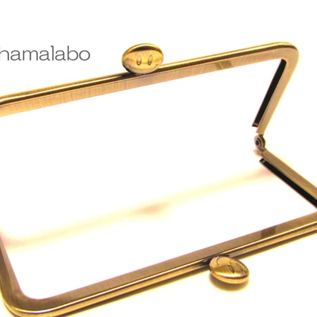 【HA-1240】スマイル刻印の碁石口金 12cm/角型(アンティークゴールド)